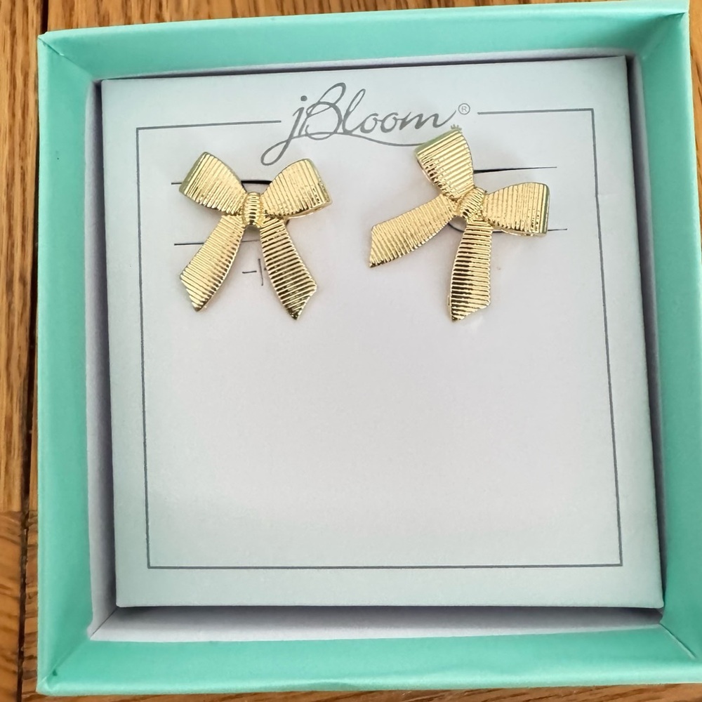 bloom Gold Bow Knot Ribbon Earrings Y2K